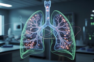 Visualizing the Intricate Network of Human Lungs Illustrating Pulmonary Health and Respiratory System Functionality in a Modern Medical Setting