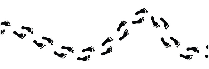 Human foot prints simple bare feet print symbol silhouette footstep icon. Minimalist human footprint icon. Footprints symbol set, Footprints in eps 10.