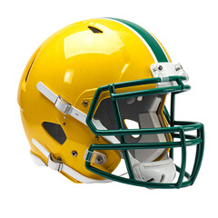 Fototapeta premium Isolated white background image of an American football helmet, the essential safety equipment for any player in the sport