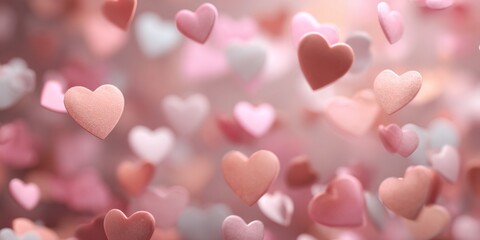 Delicate Pink Hearts on Soft Background for Romantic Celebrations, Weddings, and Love-Themed Designs and Decorations