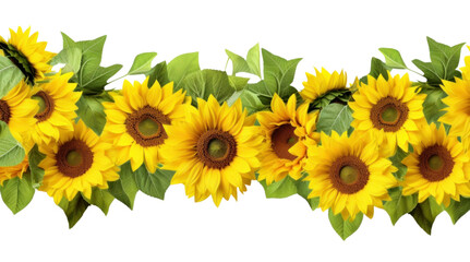 Fototapeta premium PNG Sunflower border plant white background inflorescence.