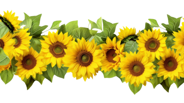 PNG Sunflower border plant white background inflorescence.
