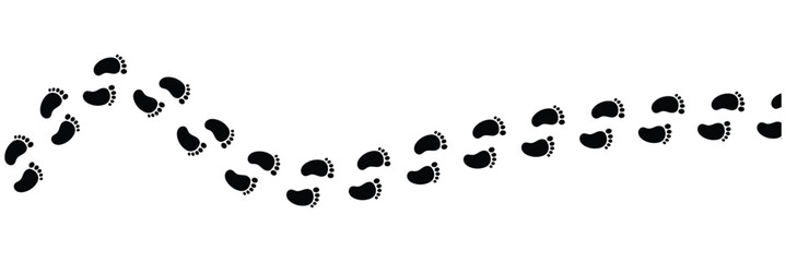 Human foot prints simple bare feet print symbol silhouette footstep icon. Minimalist human footprint icon. Footprints symbol set, Footprints in eps 10.