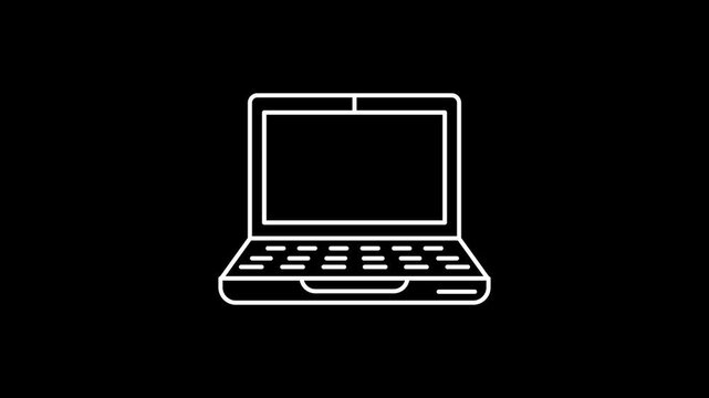 Laptop line isolated on black background. 4k video