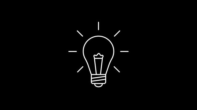light bulb isolated on black background. idea sign symbol icon animation. 4k stock video