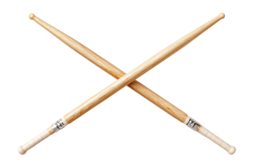 Two wooden sticks, crossed, against a black backdrop, ready to play music
