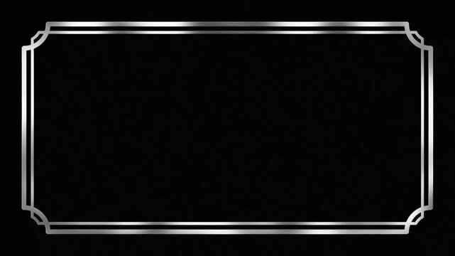 Luxury silver rectangle frame with glitter, glittering decoration, event, luxury design on black background animation