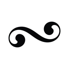 Elegant black swirl ornament on white background