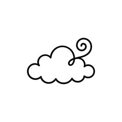 Simple line art cloud with swirling wind element