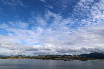 Fantastic cloudy sky over the sea in the Trondelag region of Norway  