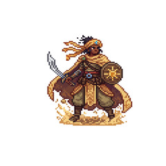 pixel art sand nomad hero desert traveler warrior