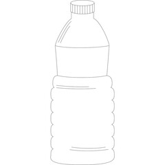 Outline of a clear plastic water bottle with a cap isolated on a transparent white background simple graphic design element
