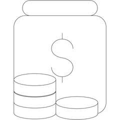 Outline Of A Glass Jar Filled With Coins And A Dollar Sign In The Center Isolated On A Transparent Background