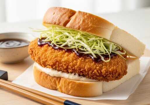 Crispy Katsu Sando &mdash; Panko-Crusted Pork Cutlet Sandwich with Shredded Cabbage & Tonkatsu Sauce