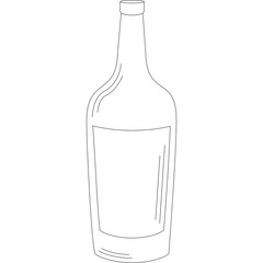 Outline Of A Wine Bottle On A White Transparent Background With A Dashed Line Effect Illustrating A Simple Beverage Container Shape