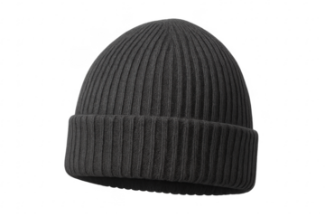 Dark gray knitted beanie winter hat a headwear accessory