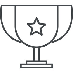 Outline Trophy with Star Emblem on Pedestal Isolated on Transparent Background Minimalist Design Representing Achievement and Victory