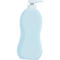 Pale Blue Plastic Pump Bottle Dispenser With Opaque White Cap And Pump Mechanism Empty Container Isolated On White Background