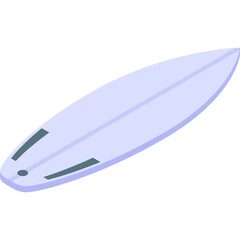 Pale Blue Surfboard Isolated on Transparent Background With Dark Grey Fins and White Tip On A White Surface In Isometric View