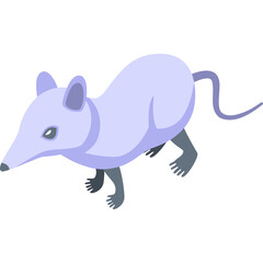 Pale Purple Cute Mouse Animal Character With Isometric Design And Transparent Background