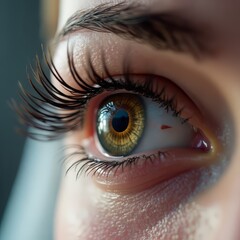 Fototapeta premium Close Up of a Green Eye with Long Eyelashes