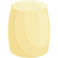 Pale Yellow Cartoonish Object Resembling A Drum Or A Stool With A Smooth Gradient Surface Isolated On A White Background