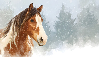 Background for a New Year's card with a horse image
