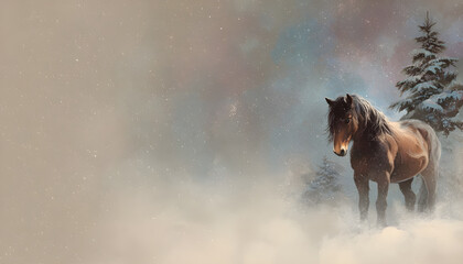 Background for a New Year's card with a horse image