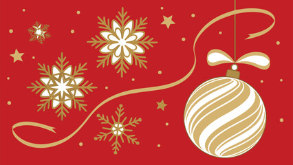 Happy-new-year-holiday-white-banner-illustration on red.