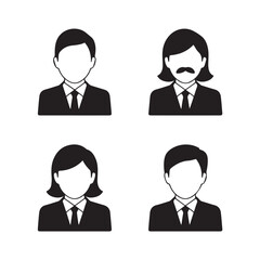 faceless corporate profile icons set of four vector avatars suit and tie professional headshot silhouettes