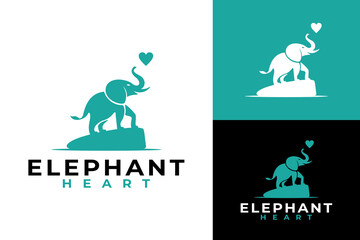 Elephant Heart Logo with Teal Flat Design
