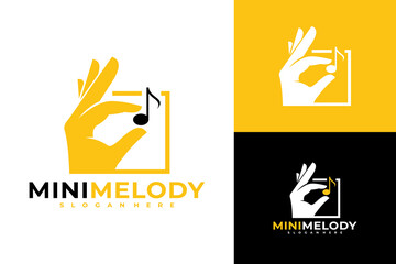 Minimalist Hand Holding Musical Note Logo for Mini Melody Brand