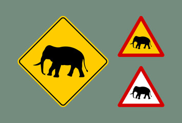 Elephant crossing road sign collection