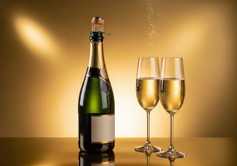 Champagne Celebration Bubbly Drink in Glasses Ready to Toast