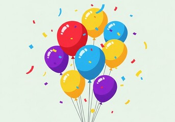 Brightly Colored Balloons and Confetti Celebrating a Festive Event