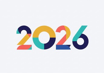 Colorful geometric number 2026 typography for a modern new year celebration banner