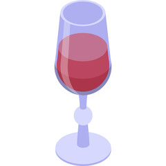 Pixel Art Glass Filled With Red Wine Elegant Stemware Transparent Background Digital Illustration Refreshment Beverage