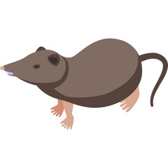Pixel Art Illustration of a Small Brown Mammal with Pink Feet and a Long Tail on a Transparent Background