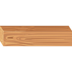 Wooden Plank Lumber Construction Material Isolated on Transparent Background with Visible Wood Grain Texture and End Grain Detail