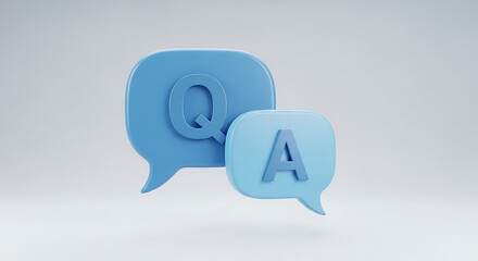 3D QA Icon with Chat Bubbles &ndash; Question and Answer, FAQ, and Customer Support Dialogue Concept Illustration

