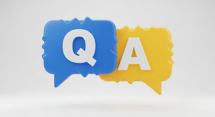 3D QA Icon with Chat Bubbles &ndash; Question and Answer, FAQ, and Customer Support Dialogue Concept Illustration

