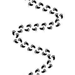 Trails of various human footprints. Vector isolated lines of male and female footwear steps. Human foot mark silhouettes. Women and men shoes tracks. and boot footsteps, vector illustration in eps 10.