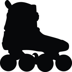 Black Roller Skate Silhouette. Minimalist Sports Vector Illustration, Roller Skate Equipment Icon