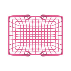 Pink shopping basket in the mall, market hand drawn illustration on transparent background. © 7nov.studio
