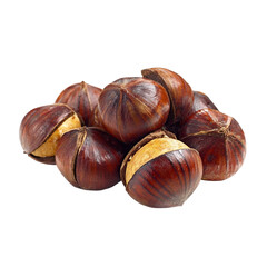 Obraz premium Pile of delicious peeled roasted chestnuts ready to eat chinese food snack ingredient