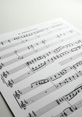 Naklejka premium Sheet Music with Musical Notes and Composition on White Background