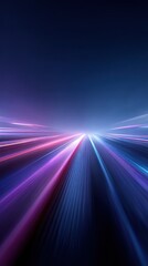 Neon light tracks in a blue‑purple palette, speed and movement