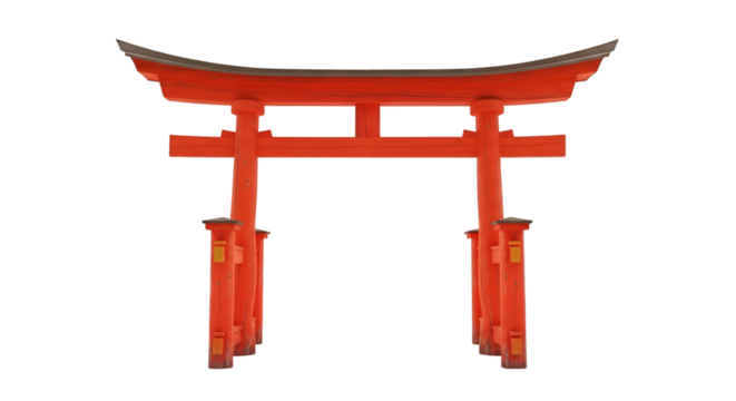 Bright Red Torii Gate at Shinto Shrine Entrance