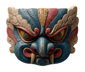 Cultural event traditional mask nepal piece colorful isolated on transparent background