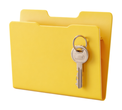 Organizing files and keys in a bright office digital isolated on transparent background